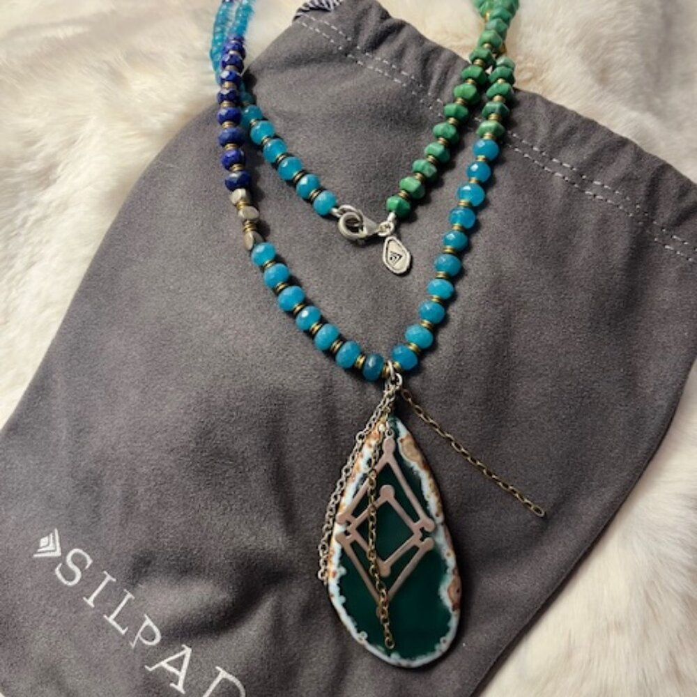 Silpada Two-Tone Metal & Multi-Stone Statement Necklase